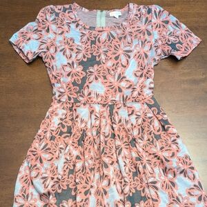 LuLaRoe Amelia Coral Floral Overlay Dress